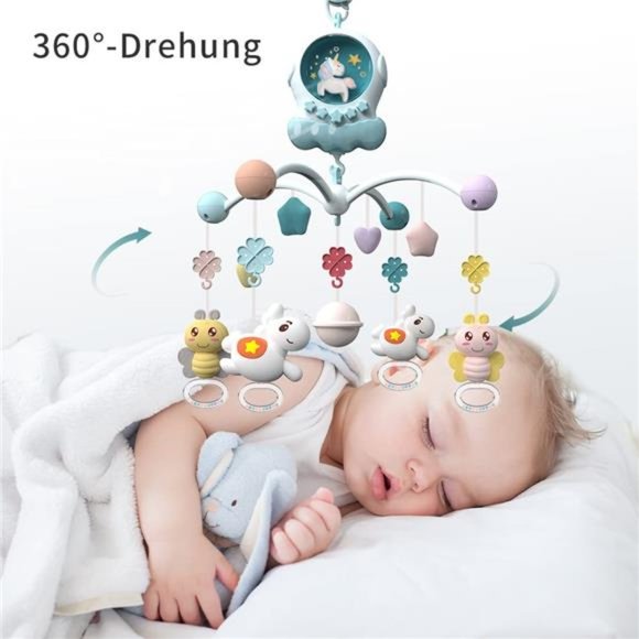 Baby Musical Crib Mobile with Night Lights and Rotation, Rattles, Remote Control - Picture 2 of 7